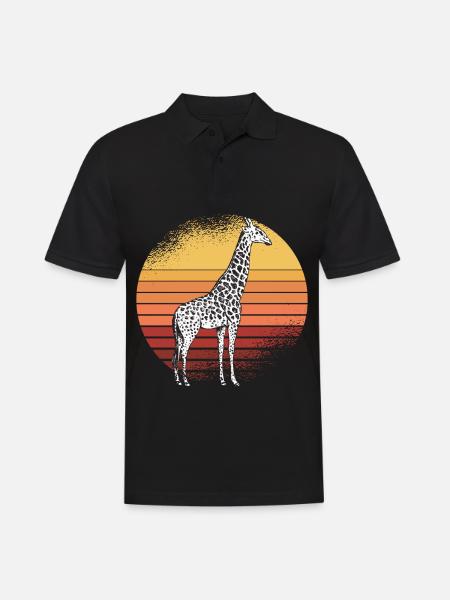 Giraffe Retro Afrika Savanne - Männer Poloshirt - Schwarz