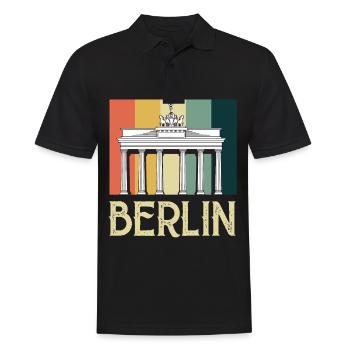 Berlin Vintage Porte de Brandebourg Allemagne - Polo Homme - noir - Devant - Kai (181cm)