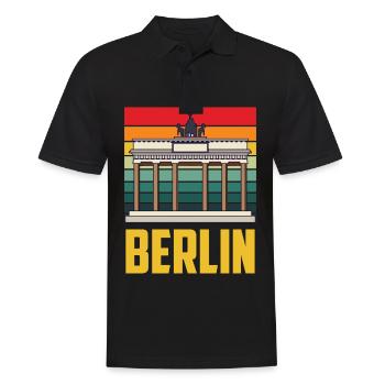 Berlin Porte de Brandebourg Rétro Allemand - Polo Homme - noir - Devant - Kai (181cm)