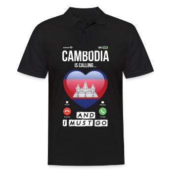 Kambodscha ruft Urlaub Asien Angkor Wat Tempel - Männer Poloshirt - Schwarz - Vorne - Kai (181cm)