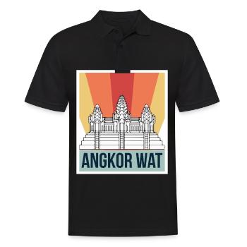 Angkor Wat Retro Kambodscha Tempel Asien - Männer Poloshirt - Schwarz - Vorne - Kai (181cm)