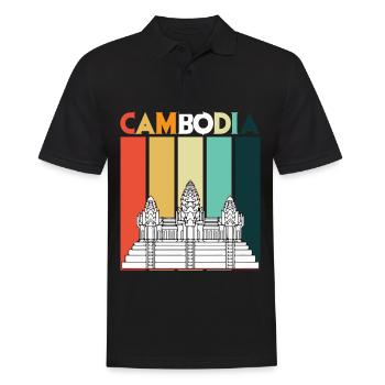 Kambodscha Angkor Wat Retro Tempel Asien - Männer Poloshirt - Schwarz - Vorne - Kai (181cm)