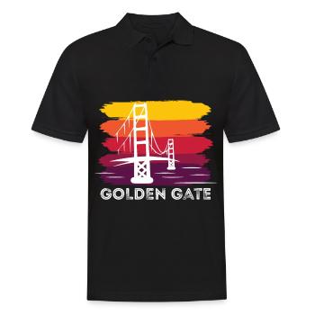 Golden Gate Retro Baie de San Francisco Californie - Polo Homme - noir - Devant - Kai (181cm)