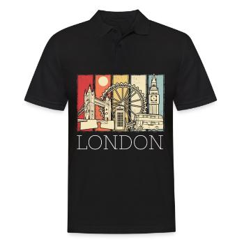 London Skyline Phone Booth Big Ben Double-Decker - Men's Polo Shirt - black - Front - Kai (181cm)