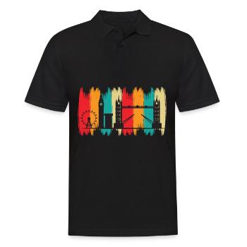 Tower Bridge London Retro Big Ben Riesenrad UK - Männer Poloshirt - Schwarz - Vorne - Kai (181cm)