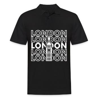 Big Ben London Retro Riesenrad UK England - Männer Poloshirt - Schwarz - Vorne - Kai (181cm)