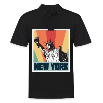 Freiheitsstatue New York Liberty Island Big Apple - Männer Poloshirt - Schwarz - Vorne - Kai (181cm)