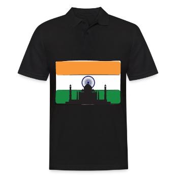 India Flag Taj Mahal Palace Mausoleum South Asia - Men's Polo Shirt - black - Front - Kai (181cm)