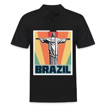 Brazil Retro Cristo Redentor Christ the Redeemer Statue Rio - Men's Polo Shirt - black - Front - Kai (181cm)