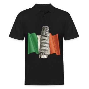 Tour penchée de Pise Italie Drapeau Toscane - Polo Homme - noir - Devant - Kai (181cm)