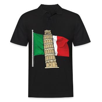 Italien Flagge mit schiefer Turm von Pisa - Männer Poloshirt - Schwarz - Vorne - Kai (181cm)