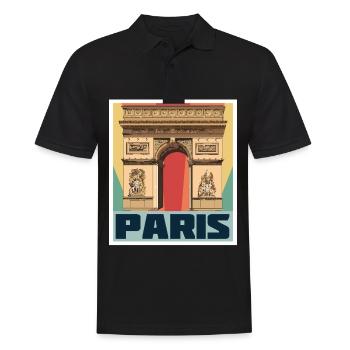 Paris Français Arc de Triomphe Rétro France - Polo Homme - noir - Devant - Kai (181cm)