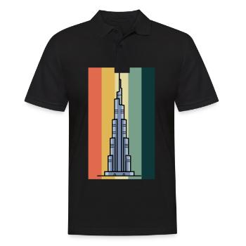Burj Khalifa Dubai Retro VAE Emirate - Männer Poloshirt - Schwarz - Vorne - Kai (181cm)