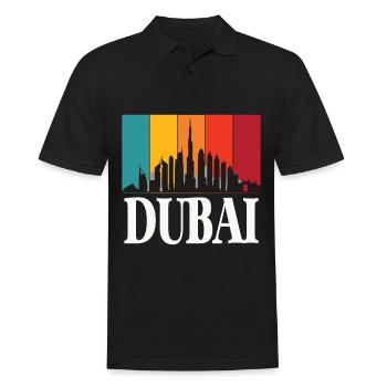Skyline Dubai Burj Khalifa Emirate Retro VAE - Männer Poloshirt - Schwarz - Vorne - Kai (181cm)