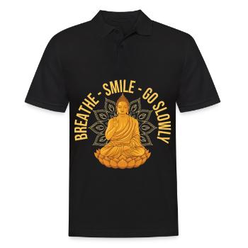 Buddha Smile Breath Meditiere - Männer Poloshirt - Schwarz - Vorne - Kai (181cm)