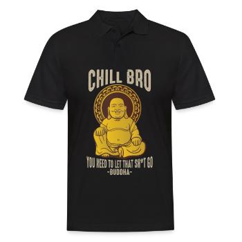 Buddha Chill Bro Meditation Stressabbau - Männer Poloshirt - Schwarz - Vorne - Kai (181cm)