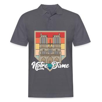 Cathédrale Notre Dame Nostalgie Paris Ville - Polo Homme - charbon - Devant - Nico (186cm)
