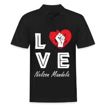 Nelson Mandela Liebe Freiheit Faust Südafrika - Männer Poloshirt - Schwarz - Vorne - Kai (181cm)