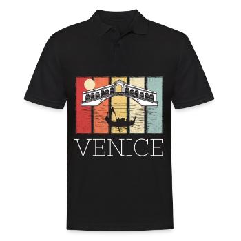 Italien Venedig Brücke Canal Grande Gondel - Männer Poloshirt - Schwarz - Vorne - Kai (181cm)
