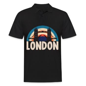 London Tower Bridge England Themse - Männer Poloshirt - Schwarz - Vorne - Kai (181cm)
