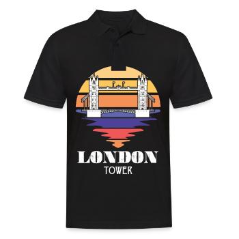 London Tower Bridge UK England Themse - Männer Poloshirt - Schwarz - Vorne - Kai (181cm)
