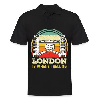 London UK Tower Bridge England Themse - Männer Poloshirt - Schwarz - Vorne - Kai (181cm)
