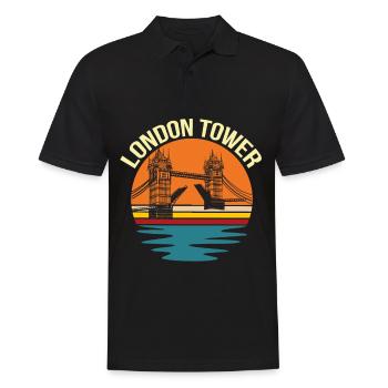 London Tower Themse UK England - Männer Poloshirt - Schwarz - Vorne - Kai (181cm)