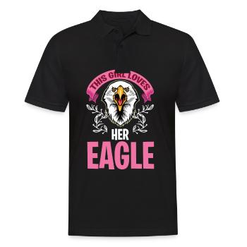Girl loves eagle falcons and falconry - Men's Polo Shirt - black - Front - Kai (181cm)