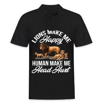 Lions make happy Africa Safari - Men's Polo Shirt - black - Front - Kai (181cm)