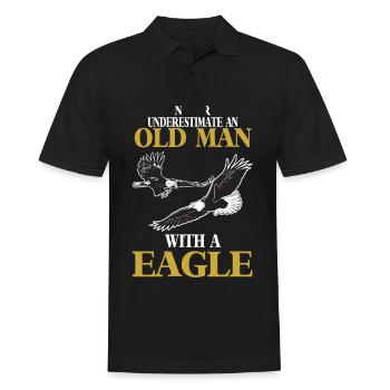 Aigle avec vieil homme Fauconnerie Oiseaux - Polo Homme - noir - Devant - Kai (181cm)