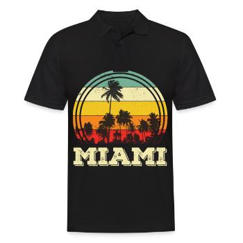 Miami Retro Floride Palm Skyline Beach - Polo Homme - noir - Devant - Kai (181cm)