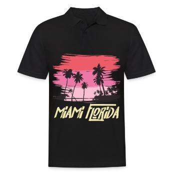 Miami Florida Palmen Skyline Strand Sonne - Männer Poloshirt - Schwarz - Vorne - Kai (181cm)