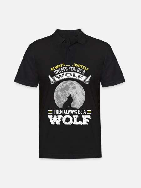 Wolf Wolfsrudel Vollmond heulen Wölfe - Männer Poloshirt - Schwarz