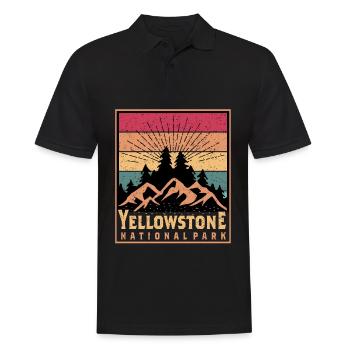 Parc national de Yellowstone Randonnée Wyoming Souvenir - Polo Homme - noir - Devant - Kai (181cm)