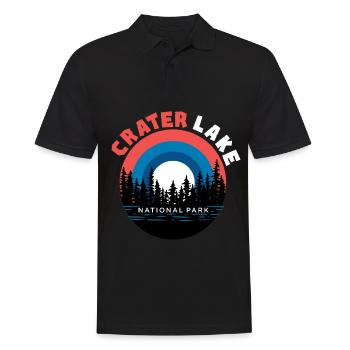 National Park Souvenir Crater Lake Mountain Hiking Nature - Men's Polo Shirt - black - Front - Kai (181cm)