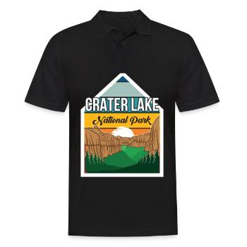 Crater Lake National Park Nature Mountain Hiking Oregon - Men's Polo Shirt - black - Front - Kai (181cm)
