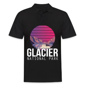 Montana National Park Glacier Souvenir Lake and Mountain - Men's Polo Shirt - black - Front - Kai (181cm)