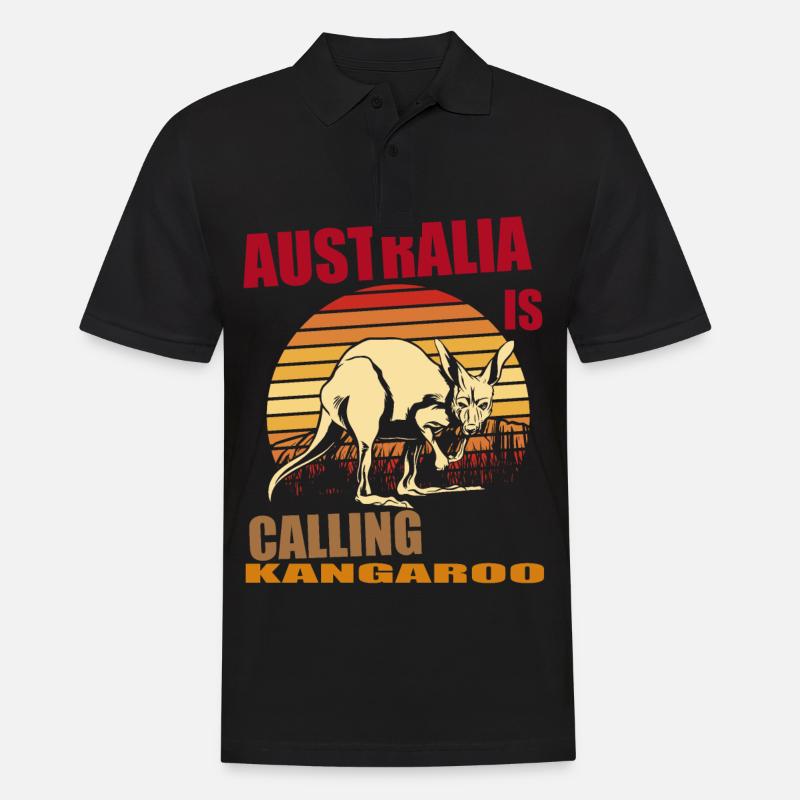 Känguru Retro Australien Calling Outback - Männer Poloshirt - Schwarz