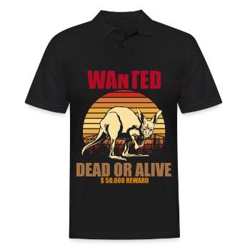 Kangaroo Wanted Australia Souvenir Outback - Men's Polo Shirt - black - Front - Kai (181cm)