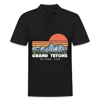 Parc national de Grand Teton Chaîne de montagnes souvenirs du Wyoming - Polo Homme - noir - Devant - Kai (181cm)