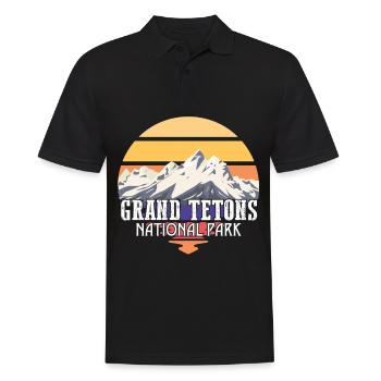 Grand Tetons Souvenir Mountains Parc national du Wyoming - Polo Homme - noir - Devant - Kai (181cm)