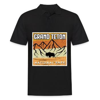 Montagnes du parc national de Grand Teton Buffalo Wyoming - Polo Homme - noir - Devant - Kai (181cm)