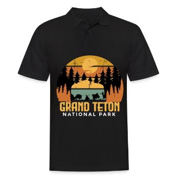 Parc national de Grand Teton Camping Wyoming Buffalo - Polo Homme - noir - Devant - Kai (181cm)