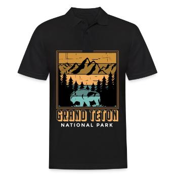 Parc national Buffalo Grand Teton Mountain Camping Souve - Polo Homme - noir - Devant - Kai (181cm)