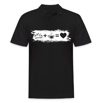 Grunge Rectangle - Heart - Coffee - Mountain - - Men's Polo Shirt - black - Front - Kai (181cm)