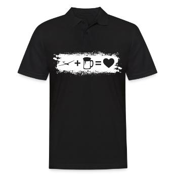 Grunge Rectangle - Heart - Beer - Glider - - Men's Polo Shirt - black - Front - Kai (181cm)