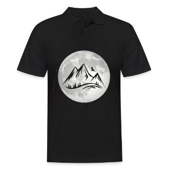 Vollmond - Berg - - Männer Poloshirt - Schwarz - Vorne - Kai (181cm)