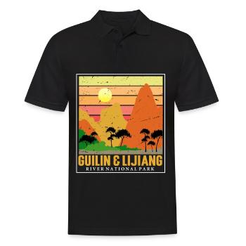 Parc national Guangxi Chine Guilin Lijiang River C - Polo Homme - noir - Devant - Kai (181cm)