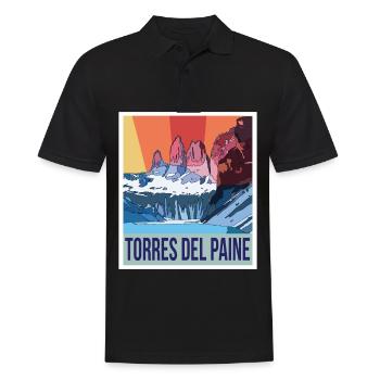Parc national Torres del Paine bleu du Chili - Polo Homme - noir - Devant - Kai (181cm)