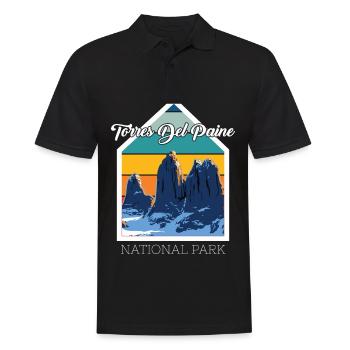 Parc national Torres del Paine bleu du Chili - Polo Homme - noir - Devant - Kai (181cm)